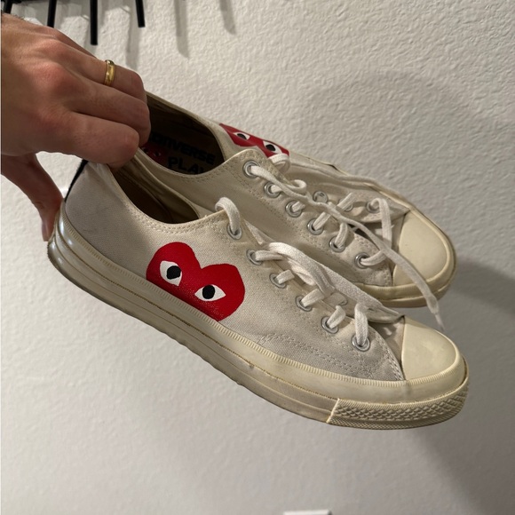 White Converse x PLAY Comme des Garçons Chuck 70 Size 8 Men’s, Women’s 10 CDG - Picture 2 of 5
